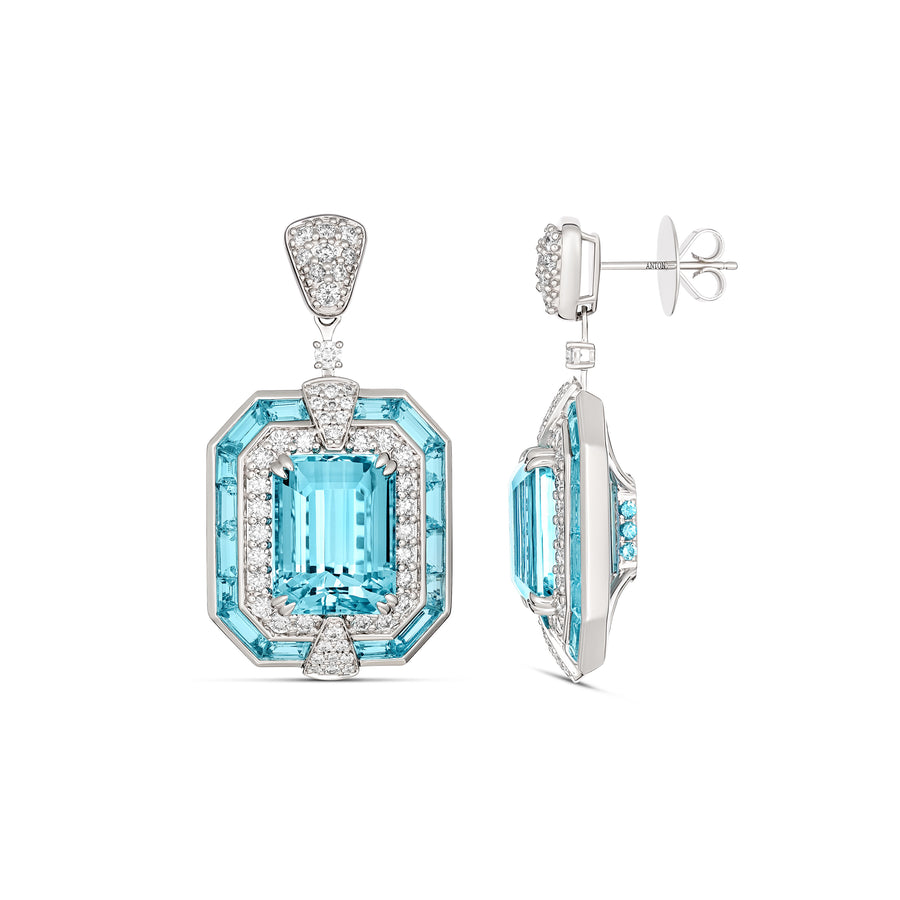 Regal Collection® Aquamarine and Diamond Drop Earrings | White Gold