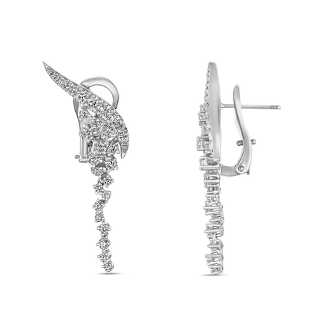 Galaxy Cosmic Natural Diamond Drop Earrings | 18K White Gold