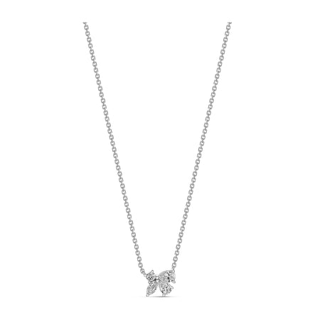 Riviera Cannes Flutter Diamond Cluster Pendant Necklace | 18K White Gold