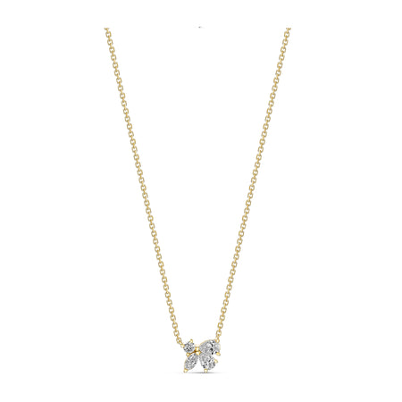 Riviera Cannes Flutter Diamond Cluster Pendant Necklace | 18K Yellow Gold