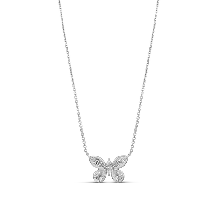 Riviera Luminous Small Diamond Butterfly Pendant Necklace | 18k White Gold