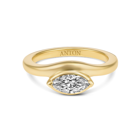 Riviera Luminous Marquise East-West Natural Diamond Ring | 18K Yellow Gold