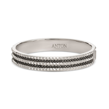 R.08® Bold Black Diamond Bangle | White Gold
