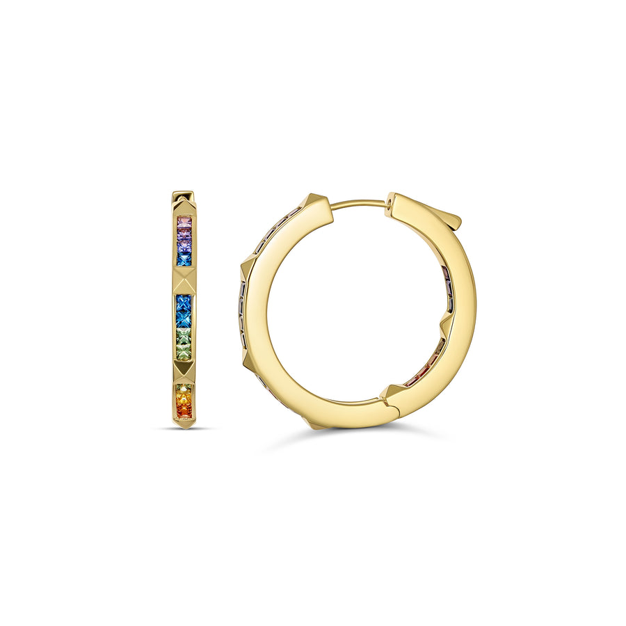 R.08™ Une Full Moon Coloured Sapphire Hoop Earrings | Yellow Gold