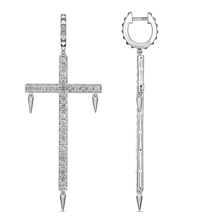 R.08® Cross Drop Earrings | 18K White Gold