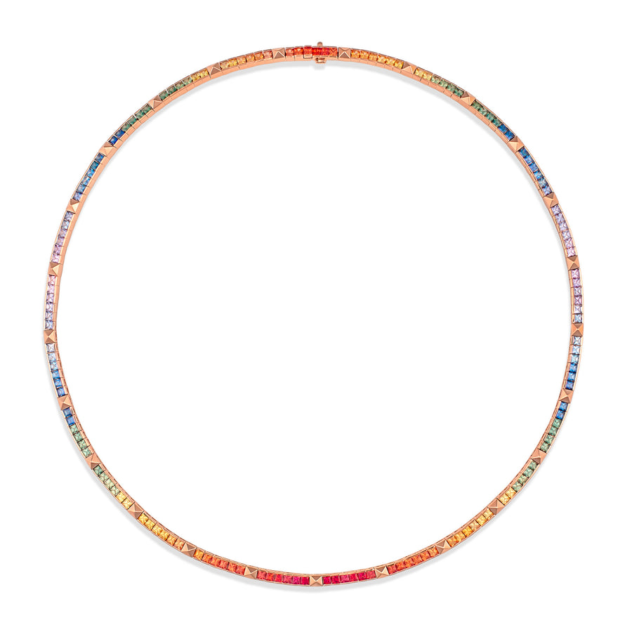 R.08™ Une Rainbow Sapphire Necklace | Rose Gold