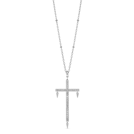 R.08® Cross Natural Diamond Pendant Necklace | 18K White Gold