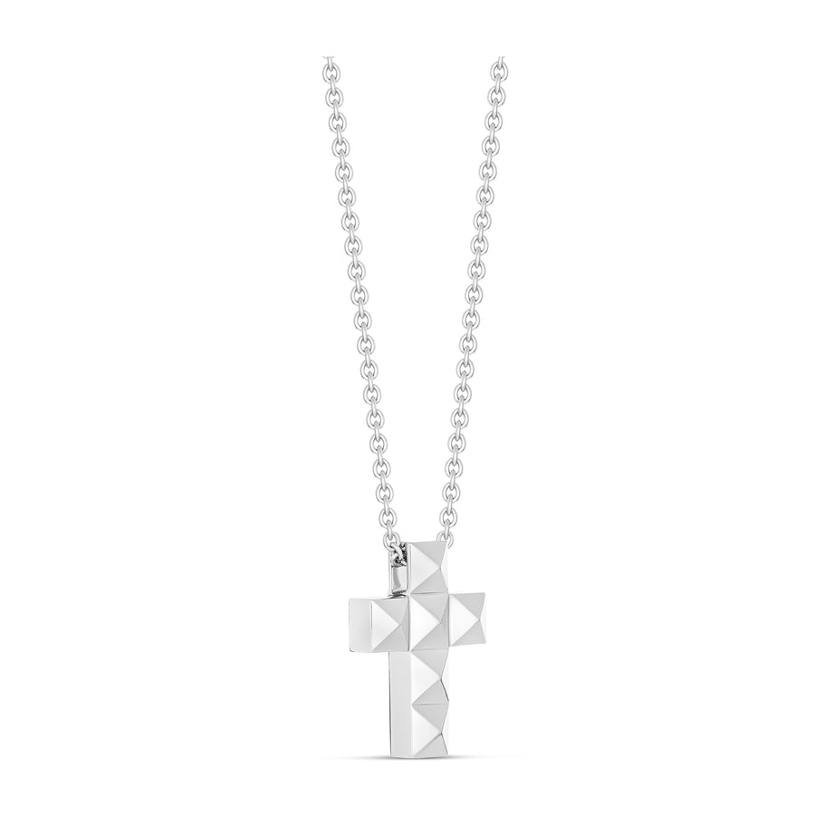 R.08™ Medium Solid Gold Cross Necklace | White Gold