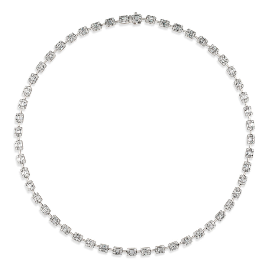 Classic Multi Shape Diamond Necklace | White Gold