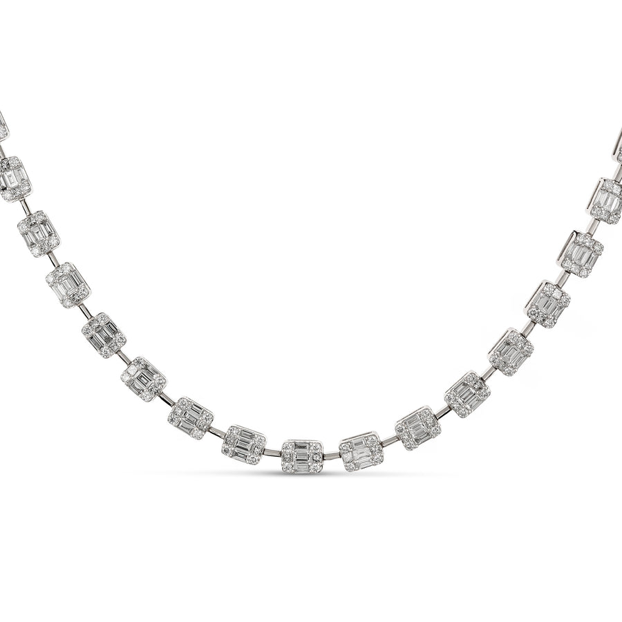 Classic Multi Shape Diamond Necklace | White Gold