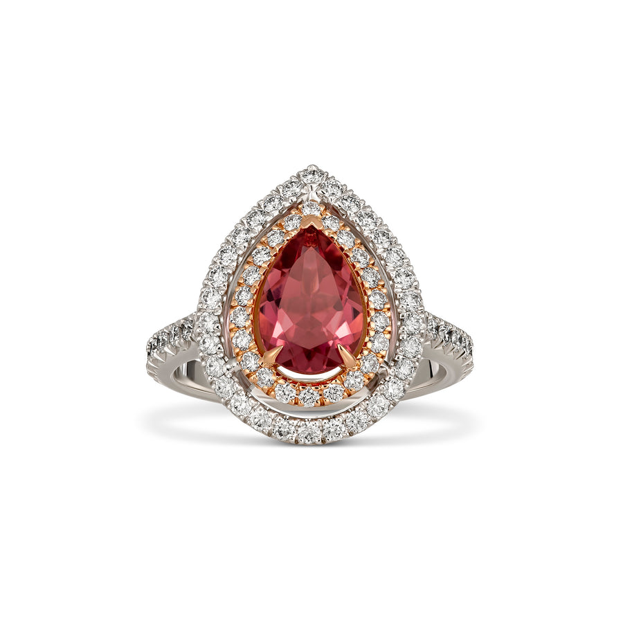 Regal Collection® Pear Cut Tourmaline Gemstone and Diamond Ring | White Gold