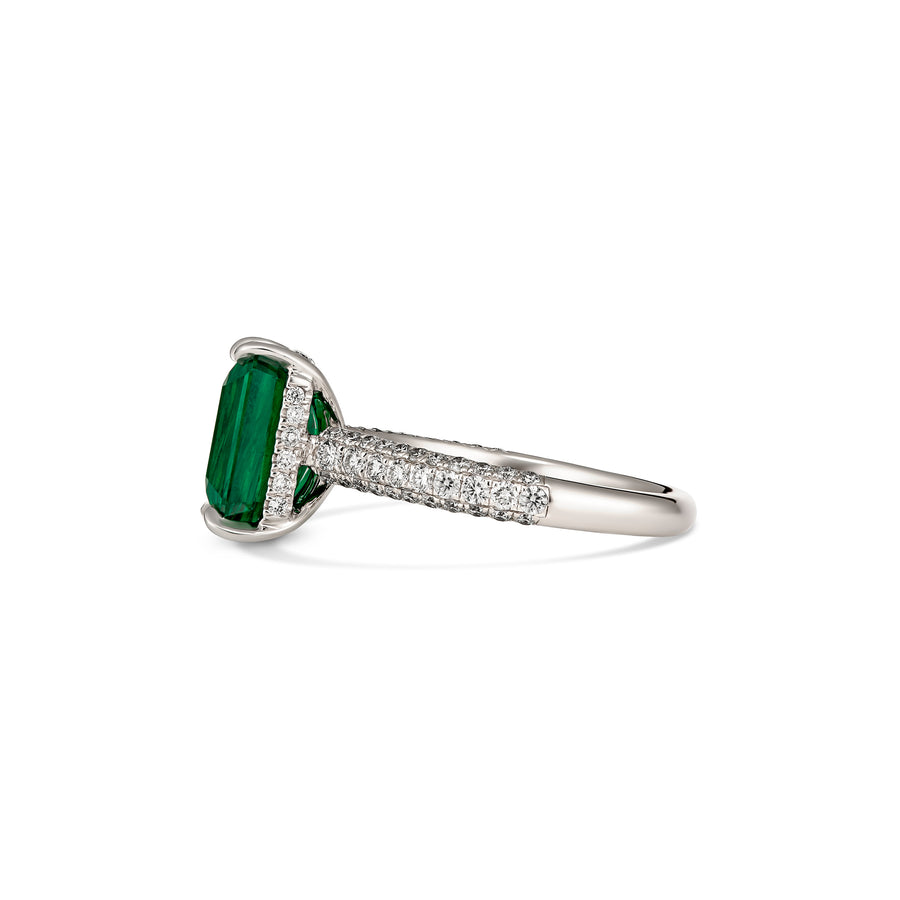 Regal Collection® Emerald Cut Emerald Coloured Gemstone and Diamond Ring | White Gold