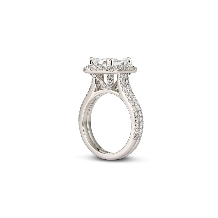 Hot Rocks® Collection Radiant Cut Diamond Engagement Ring with Double Halo | Platinum