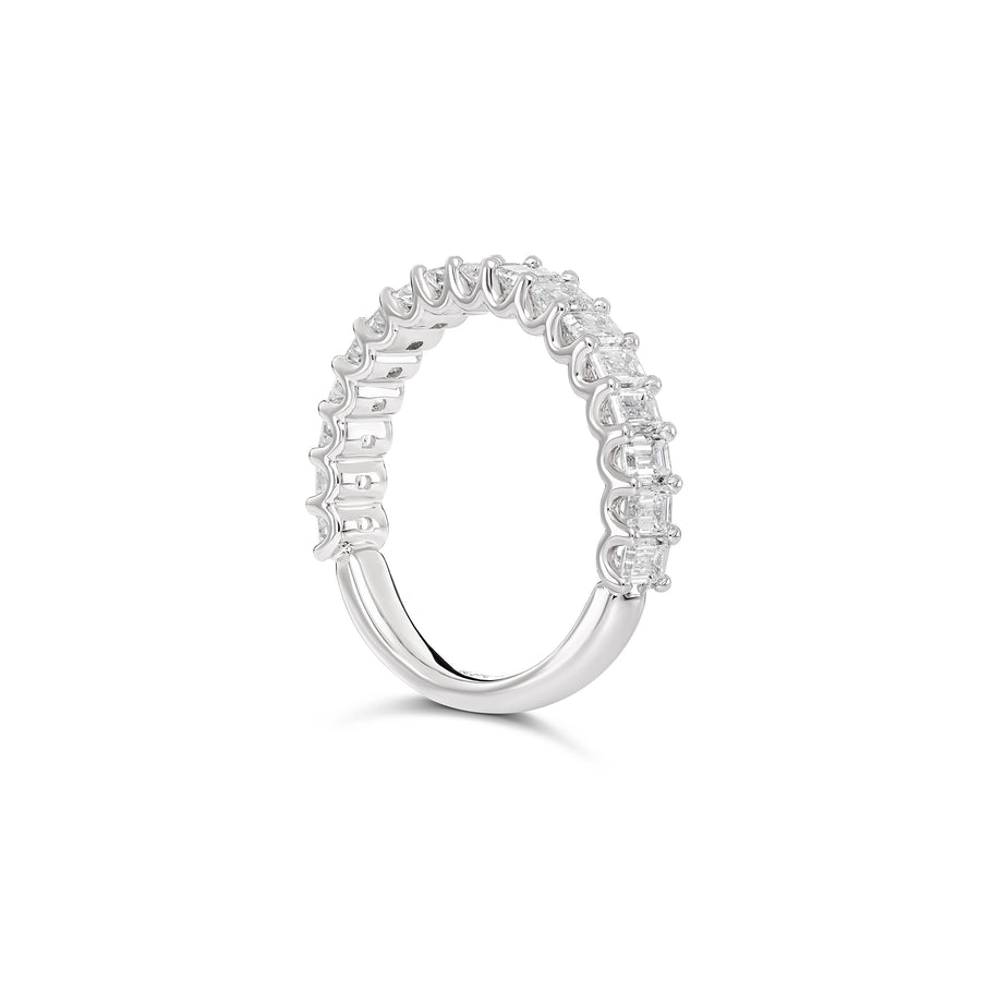 Riviera Emerald Cut Diamond Half Eternity Ring | Platinum