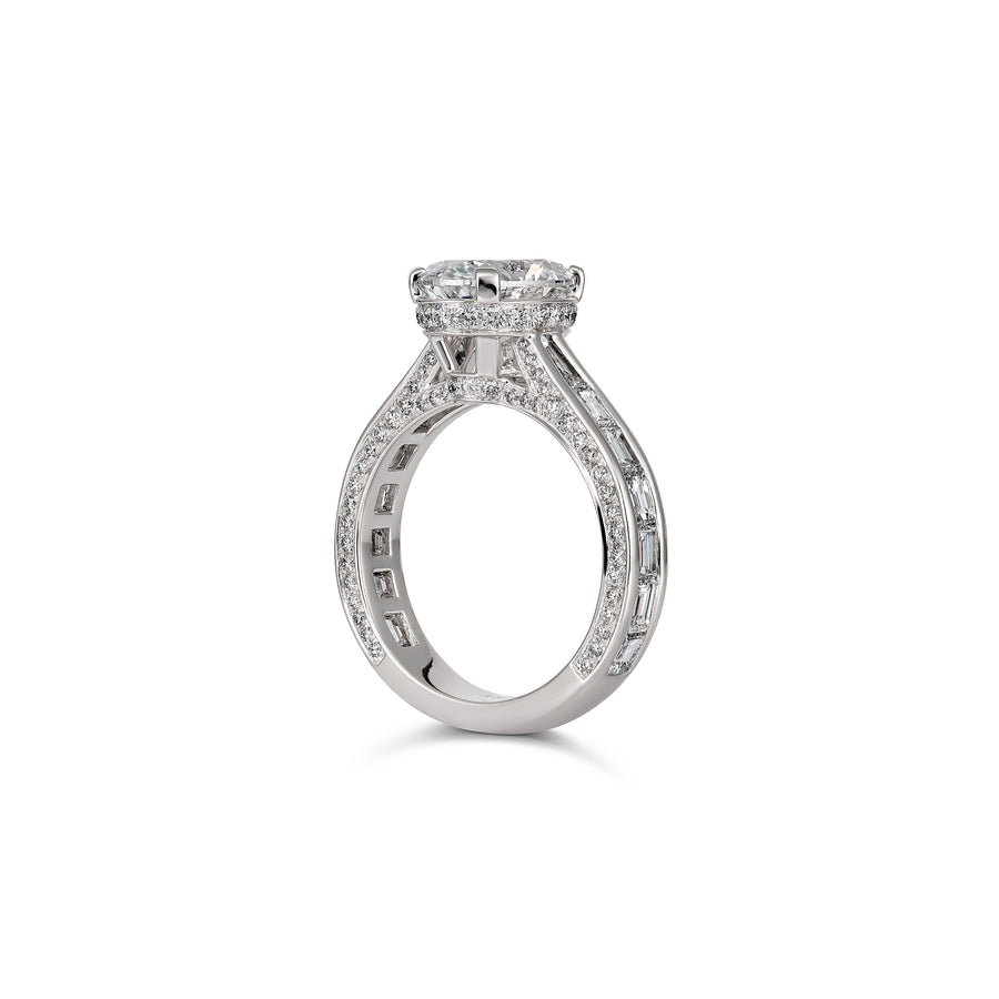 Hot Rocks® Collection Oval Cut Diamond Ring with Baguette Diamond Band | Platinum