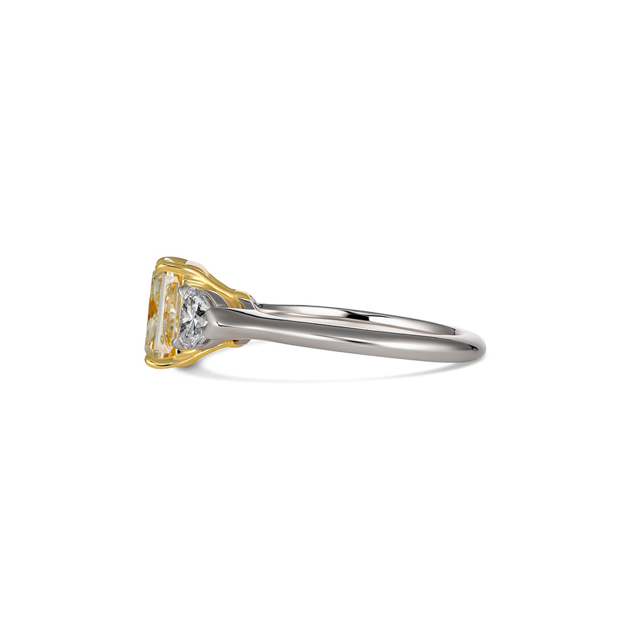 Hello Yellow® Radiant Cut Three Stone Diamond Ring | Platinum