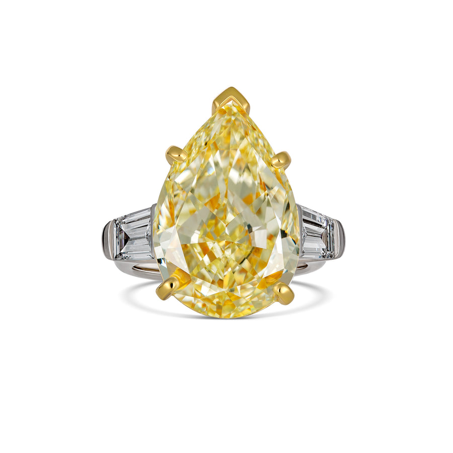 High Jewellery Pear Cut Fancy Yellow Diamond Ring | Platinum