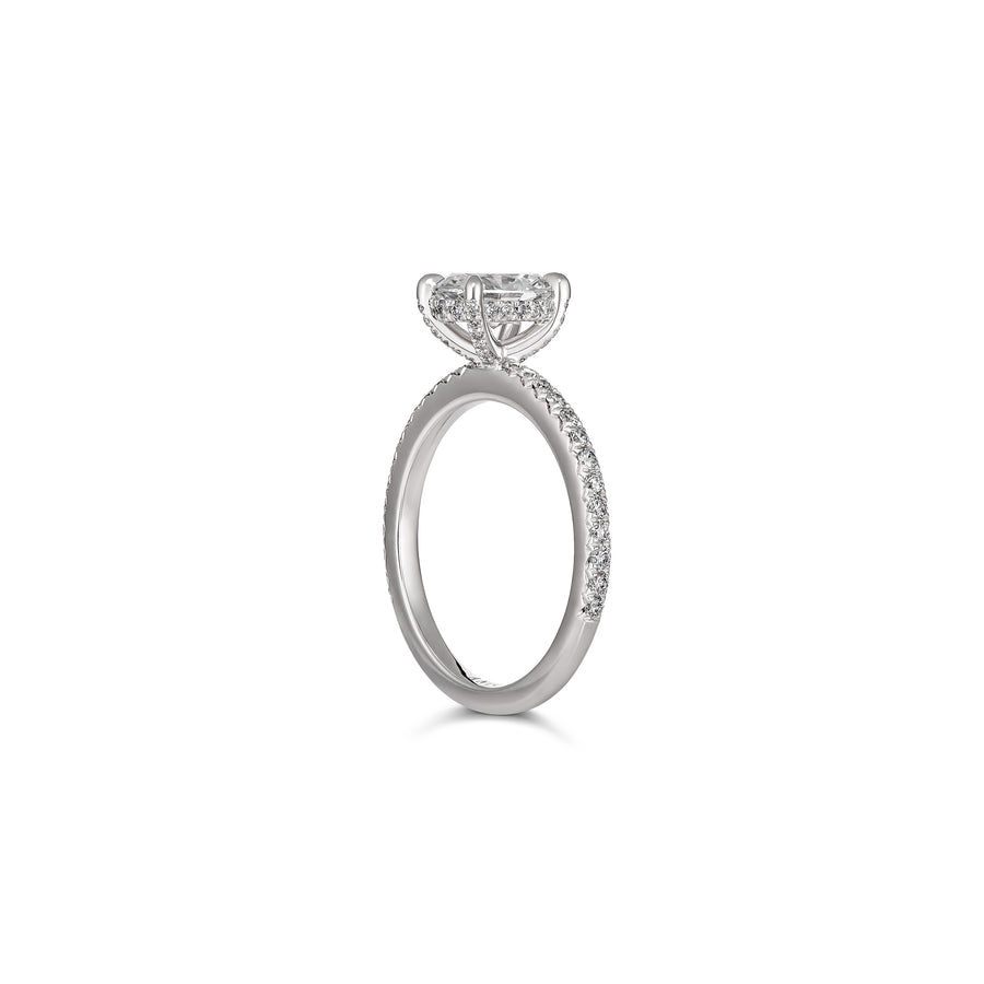 Classic Engagement Oval Cut Diamond Ring with Diamond Band | White Gold