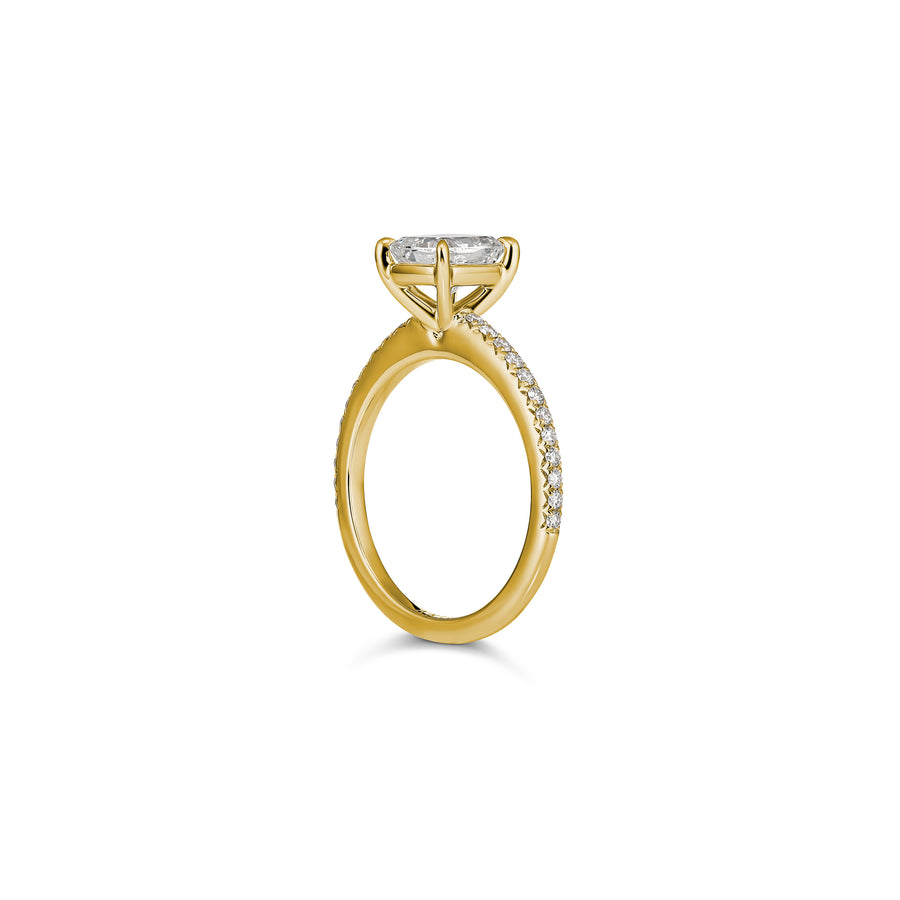Classic Engagement Cushion Cut Diamond Ring | Yellow Gold