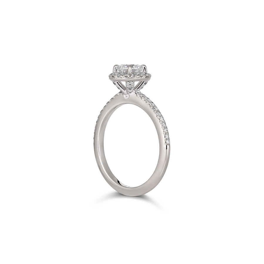 Classic Engagement Round Brilliant Cut Diamond Halo Ring | Platinum