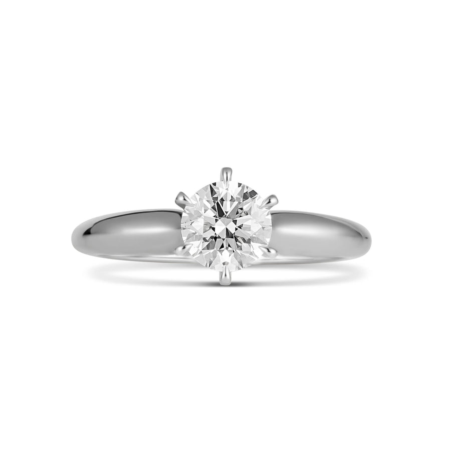 Classic Engagement Round Brilliant Cut Diamond Ring | White Gold