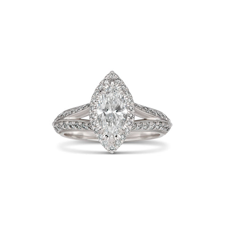 Classic Bessie Marquise Cut Diamond Engagement Ring | Platinum