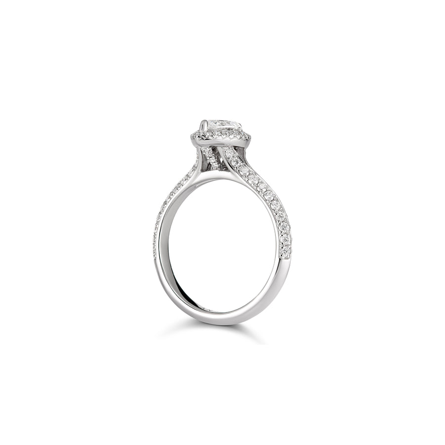 Classic Marquise Cut Diamond Engagement Ring with Halo | White Gold