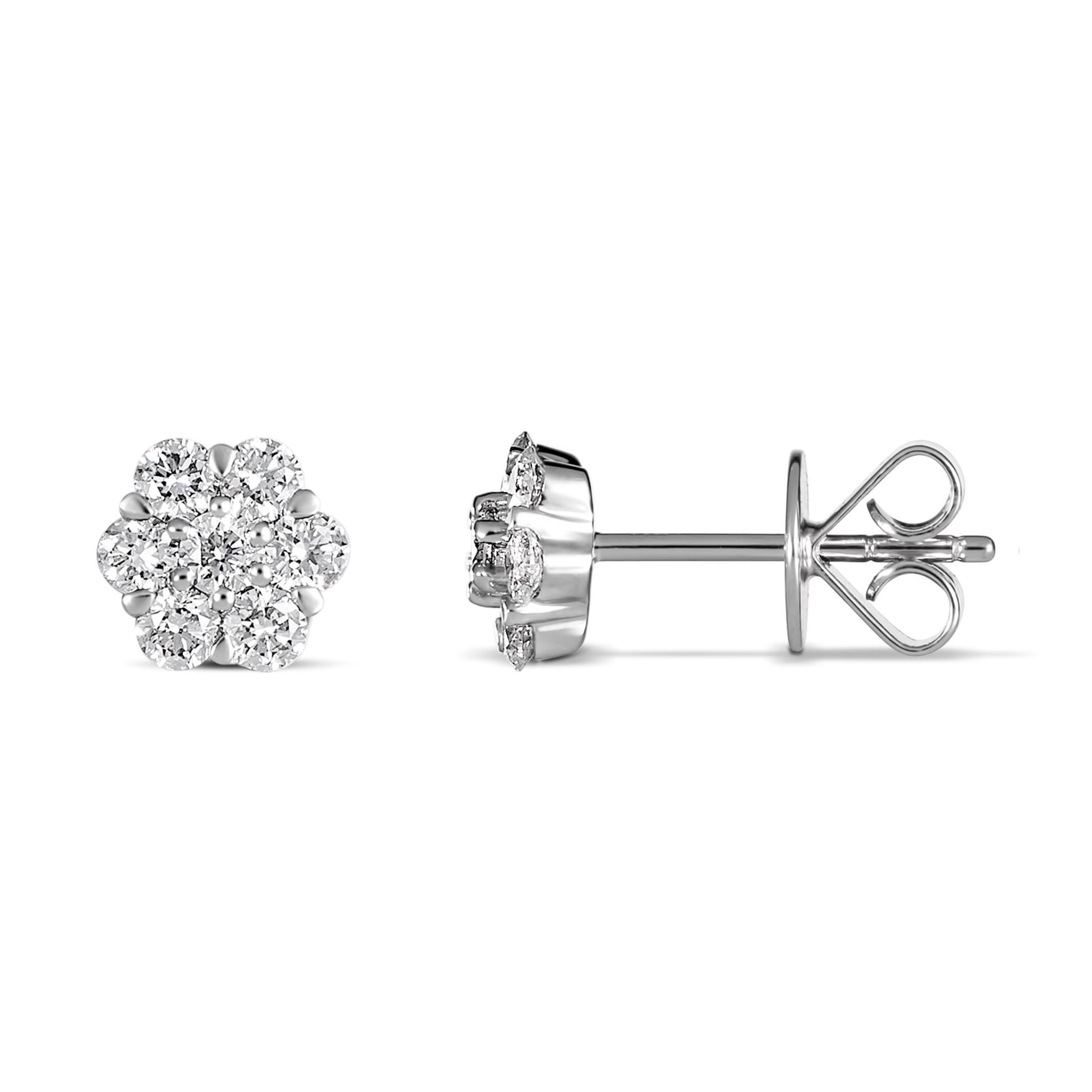 Daisy Diamond Stud Earrings White Gold ANTON Jewellery