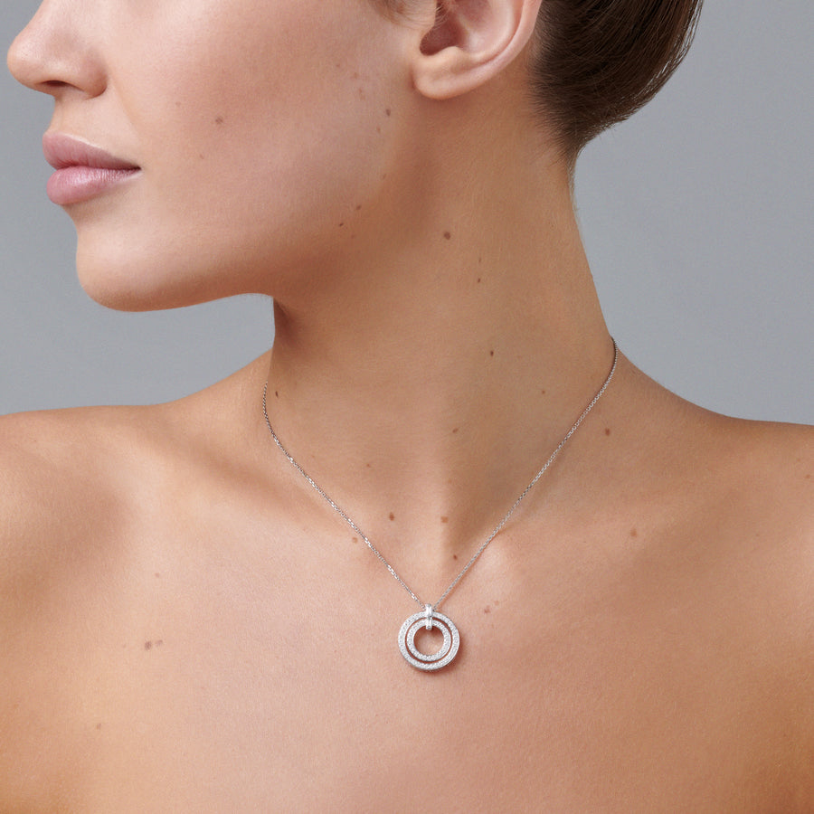 Capri Dreaming® Lighthouse Double Diamond Pendant Necklace | White Gold