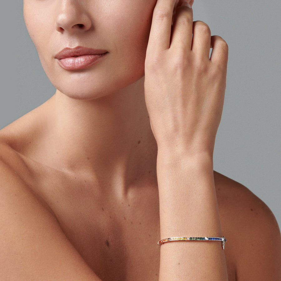 R.08™ Une Diamond Sapphire Bracelet | White Gold