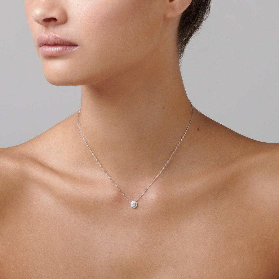 Promise Mini Oval Diamond Necklace | White Gold