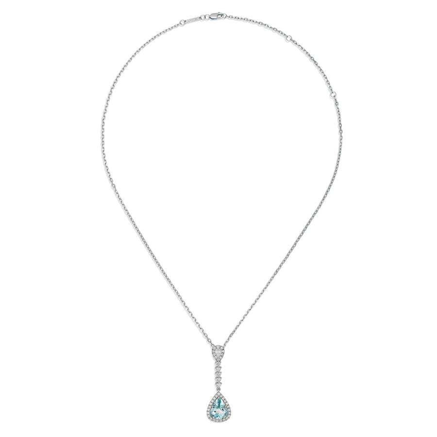 Regal Collection® Aquamarine Pear Drop Necklace | White Gold