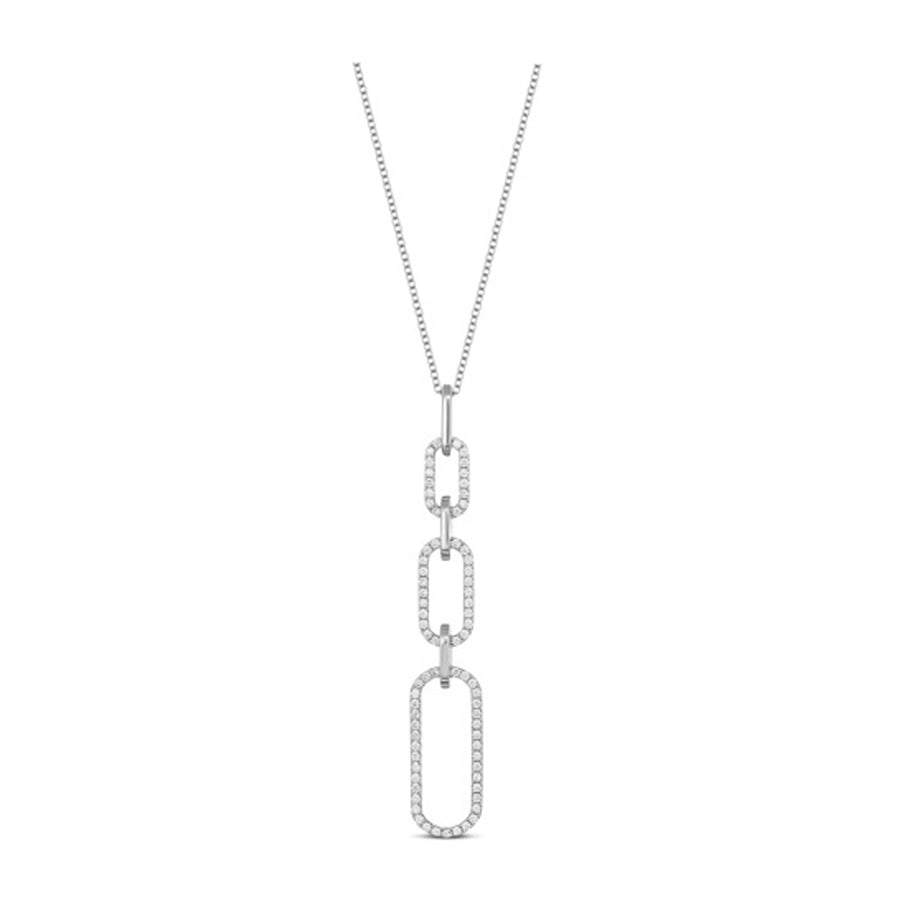 Capri Dreaming® Paperclip Diamond Pendant Necklace | White Gold