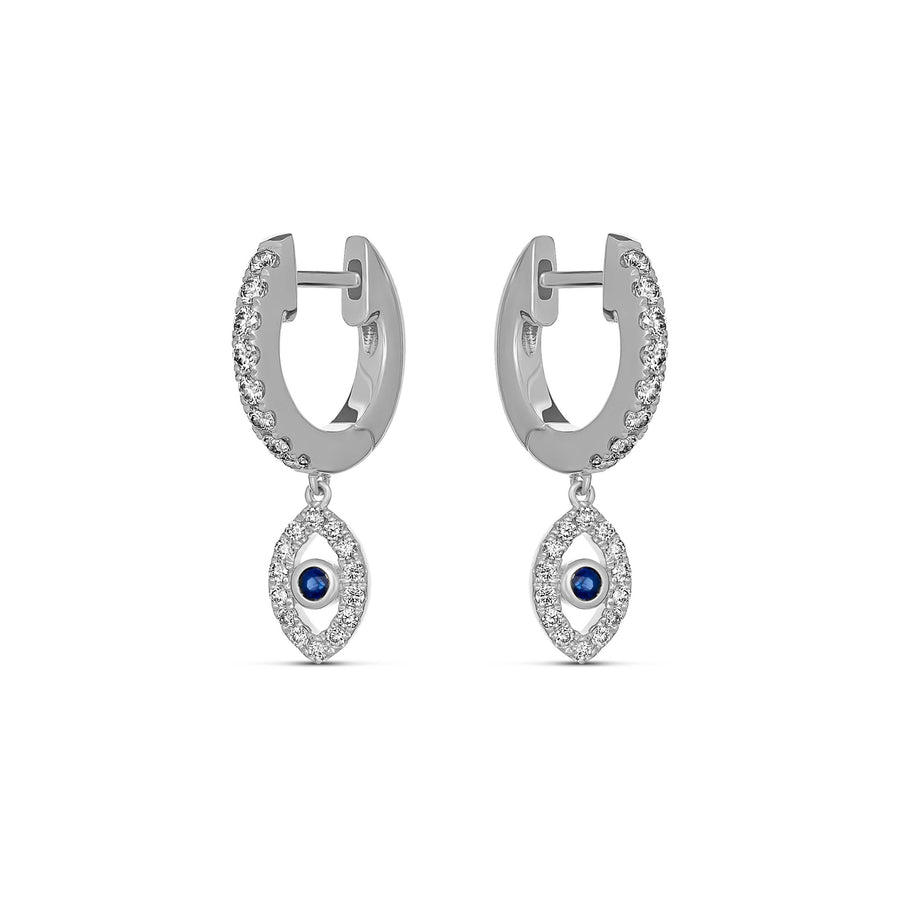 Capri Dreaming® Cora Evil Eye Diamond Drop Earrings | White Gold