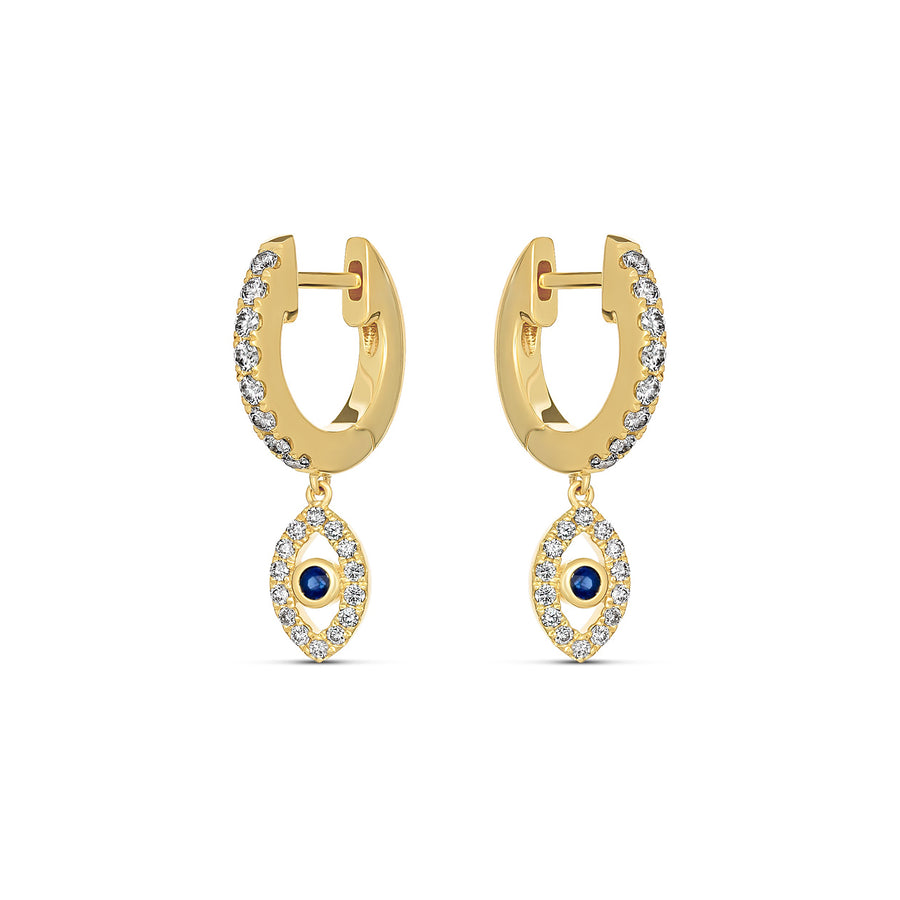 Capri Dreaming® Cora Evil Eye Diamond Drop Earrings | Yellow Gold