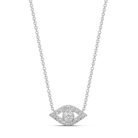 Capri Dreaming® Cora Diamond Evil Eye Necklace | White Gold