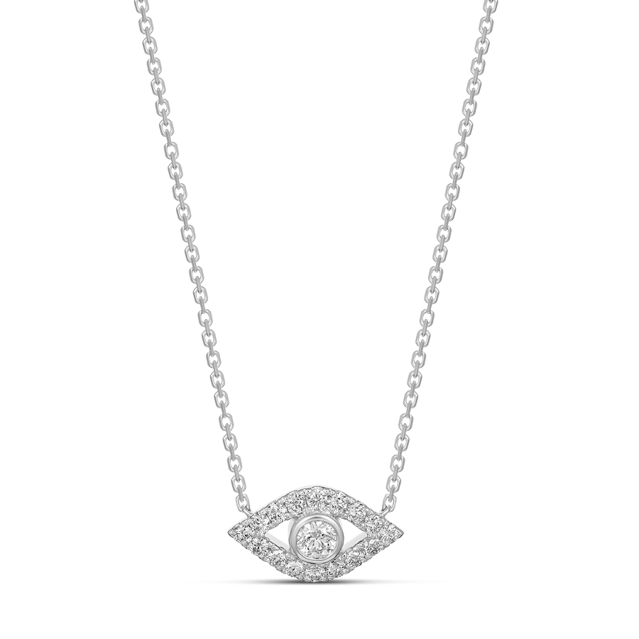 Capri Dreaming® Cora Diamond Evil Eye Necklace | White Gold