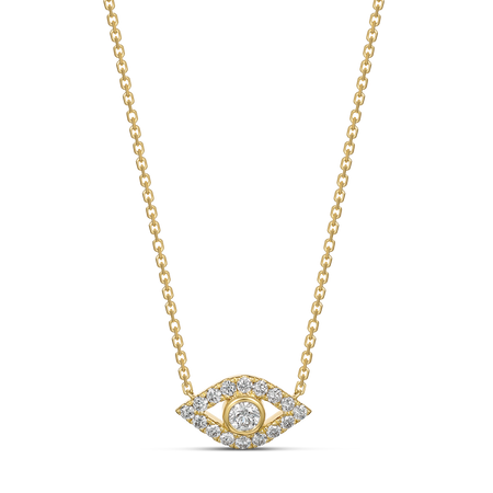 Capri Dreaming® Cora Double Diamond Evil Eye Necklace | Yellow Gold