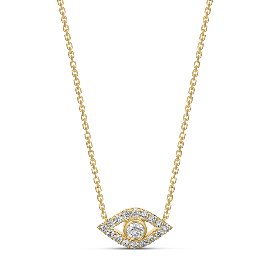 Capri Dreaming® Cora Double Diamond Evil Eye Necklace | Yellow Gold