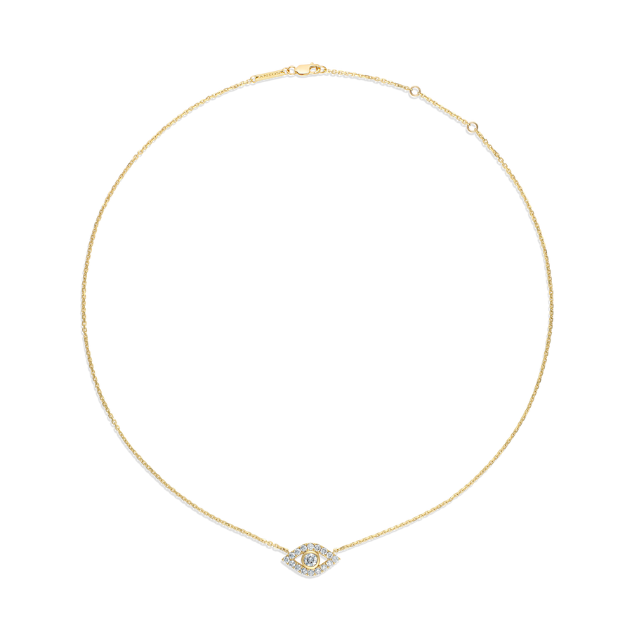 Capri Dreaming® Cora Double Diamond Evil Eye Necklace | Yellow Gold