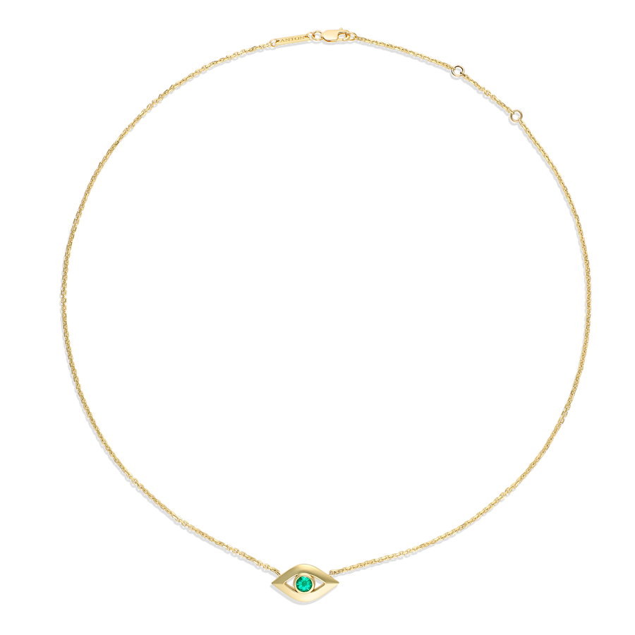 Capri Dreaming® Cora Emerald Evil Eye Necklace | Yellow Gold