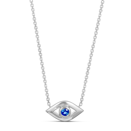 Capri Dreaming® Cora Sapphire Evil Eye Necklace | White Gold