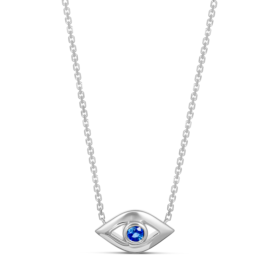 Capri Dreaming® Cora Sapphire Evil Eye Necklace | White Gold
