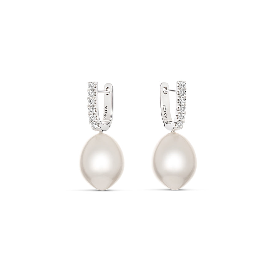 Classic Pearl and Diamond Drop Earrings | White Gold