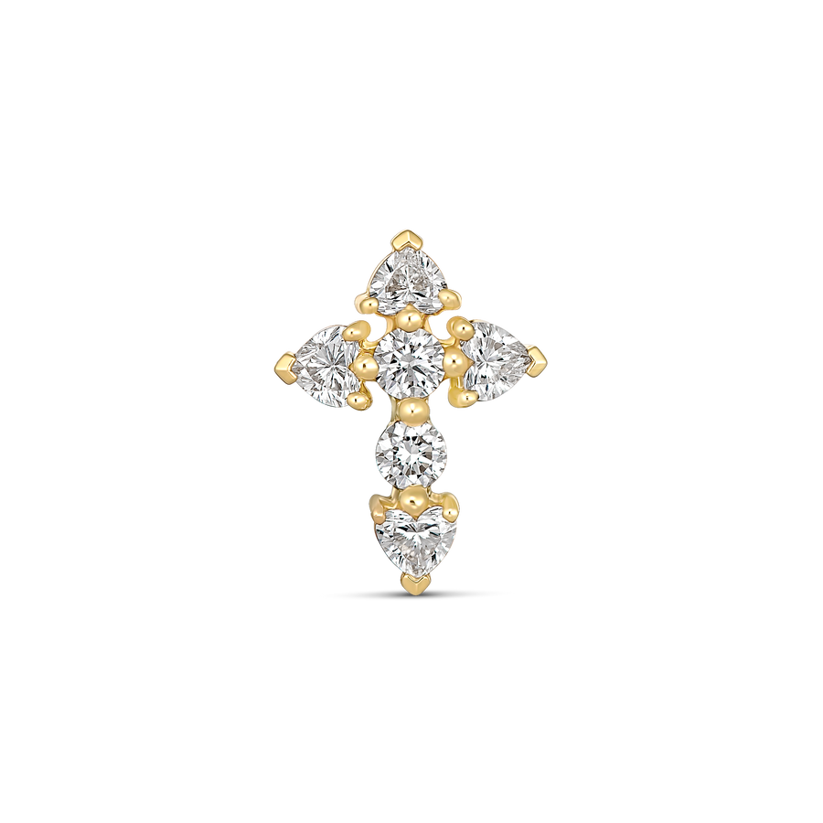 Aurora Diamond Cross Single Earring | Yellow Gold