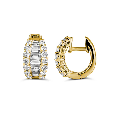 Artisan Baguette Huggies | Yellow Gold & Natural Diamond