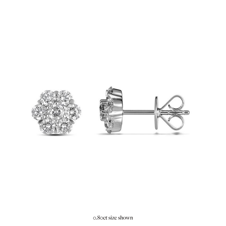 Daisy Diamond Stud Earrings | White Gold