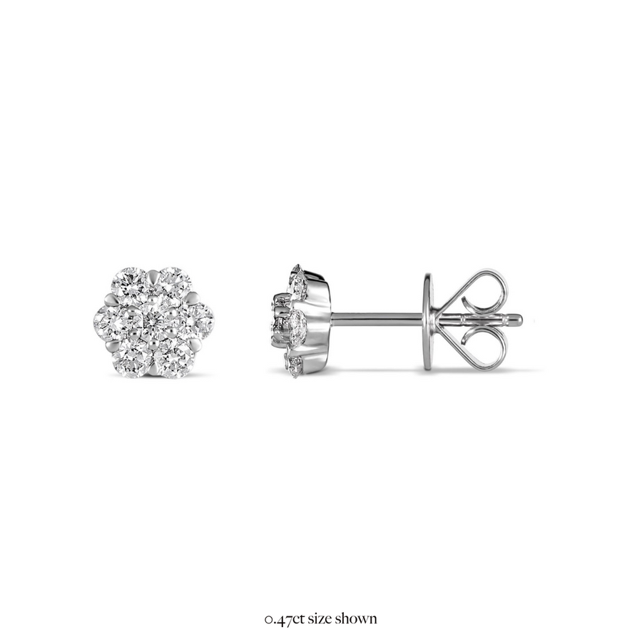 Daisy Diamond Stud Earrings | White Gold