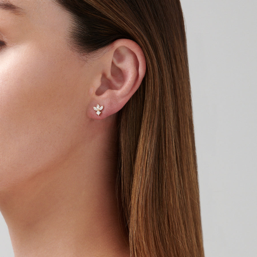 Icon Fleur Diamond Stud Earrings | Yellow Gold