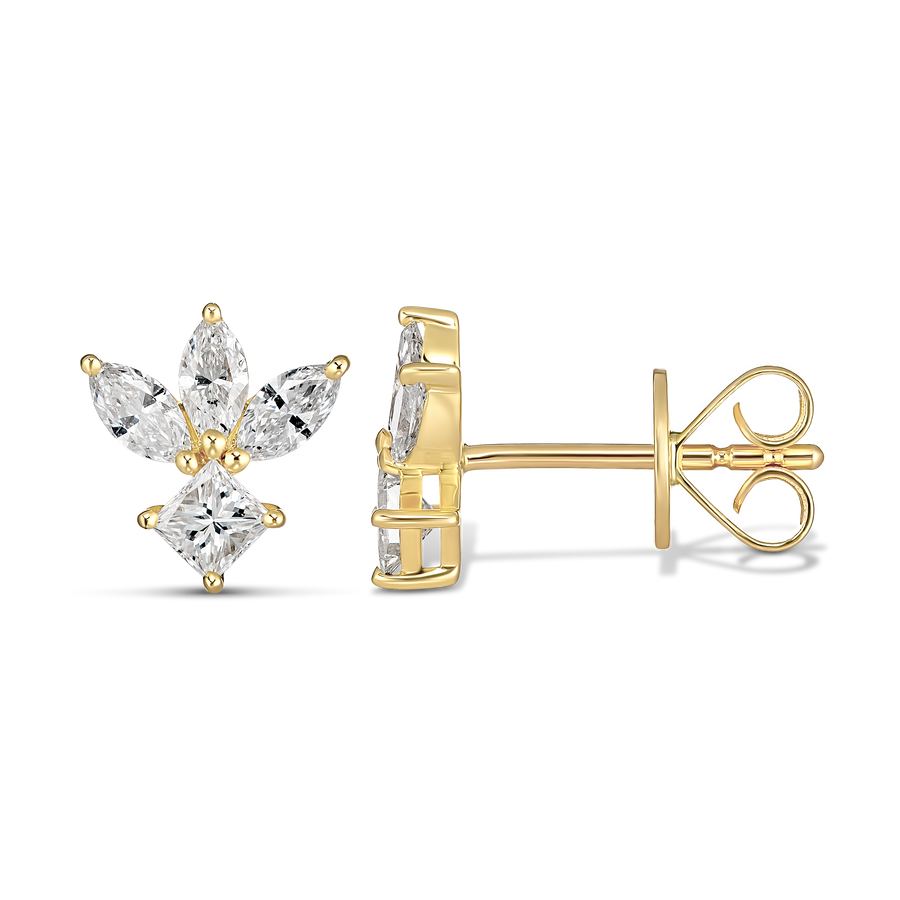 Icon Fleur Diamond Stud Earrings | Yellow Gold